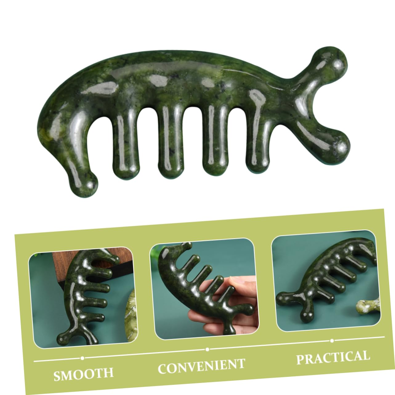 Beavorty 2pcs Jade Massage Comb Tool Massager Simple Massage Comb Jade Craft Massage Comb Handheld Massage Comb Reliable Massage Comb Creative Massage Comb Green