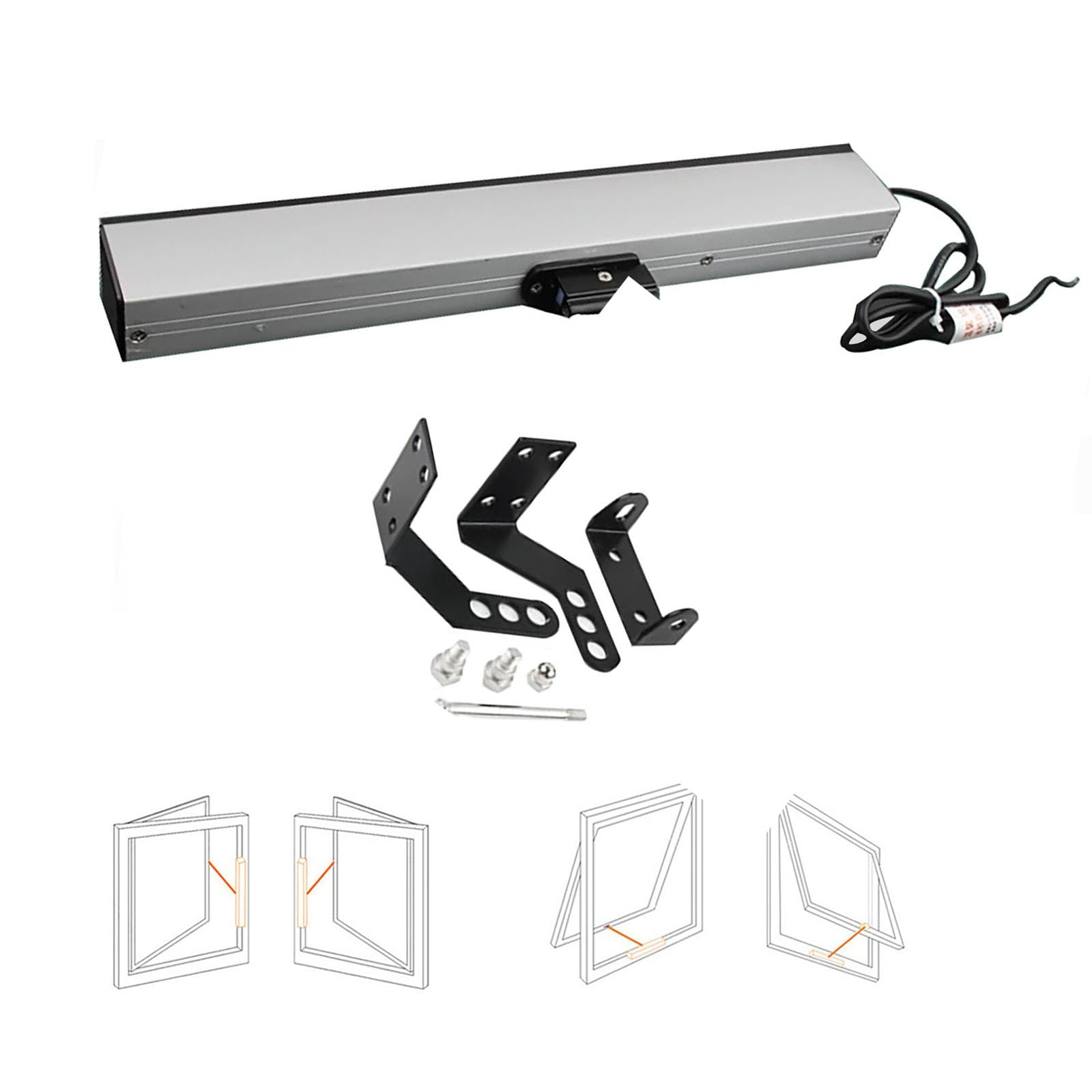Apri finestra elettrico 24 V – Attuatore a catena singola con telecomando e interruttore per lucernari e ventilazione, 500 mm di sollevamento