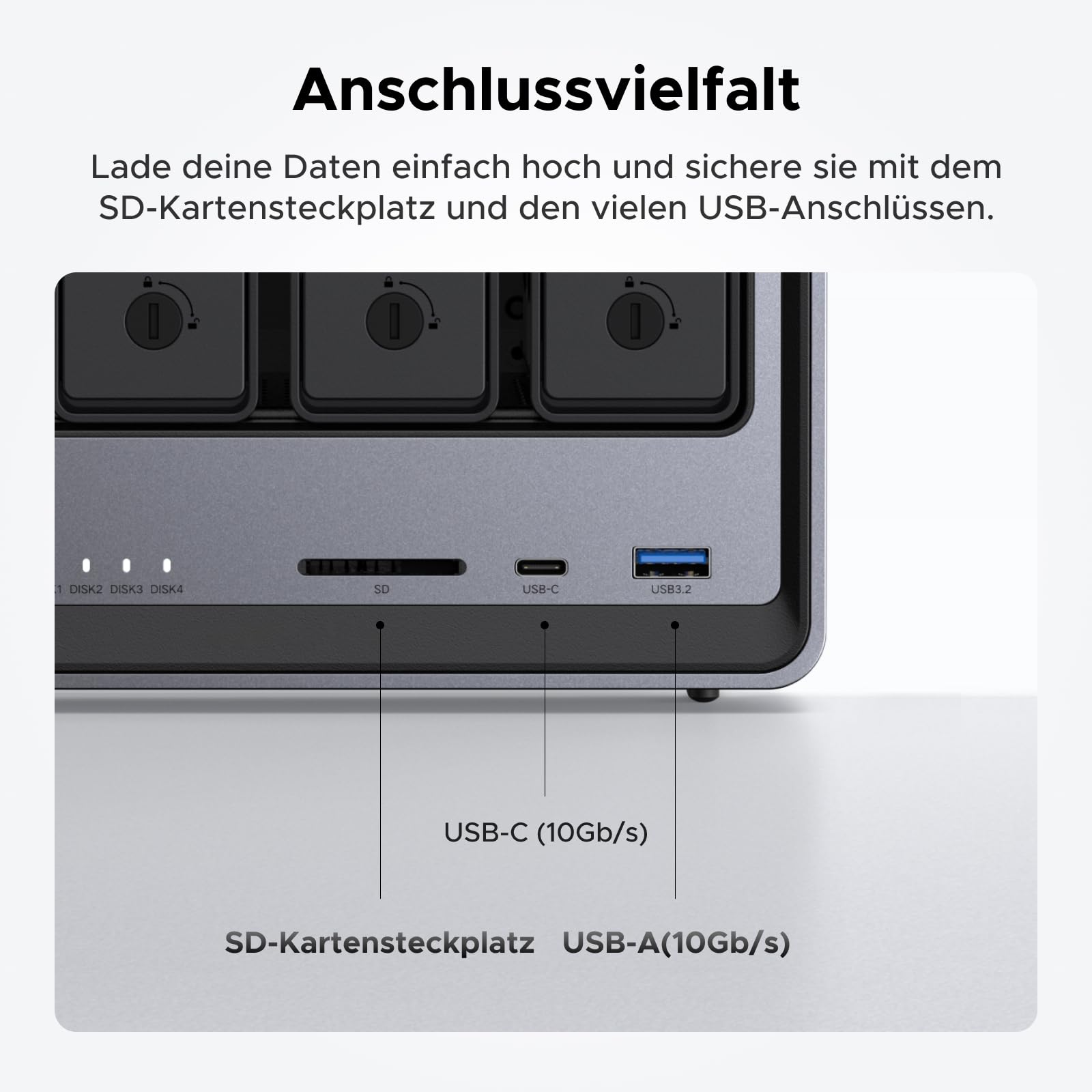 UGREEN NASync DXP4800, NAS de bureau 4 baies, processeur Intel N100 quadricœur, 8 Go de RAM DDR5, 32 Go eMMC, 2 emplacements 2,5 GbE, 2 emplacements M.2 NVMe, HDMI 4K, stockage en réseau (sans Disque)
