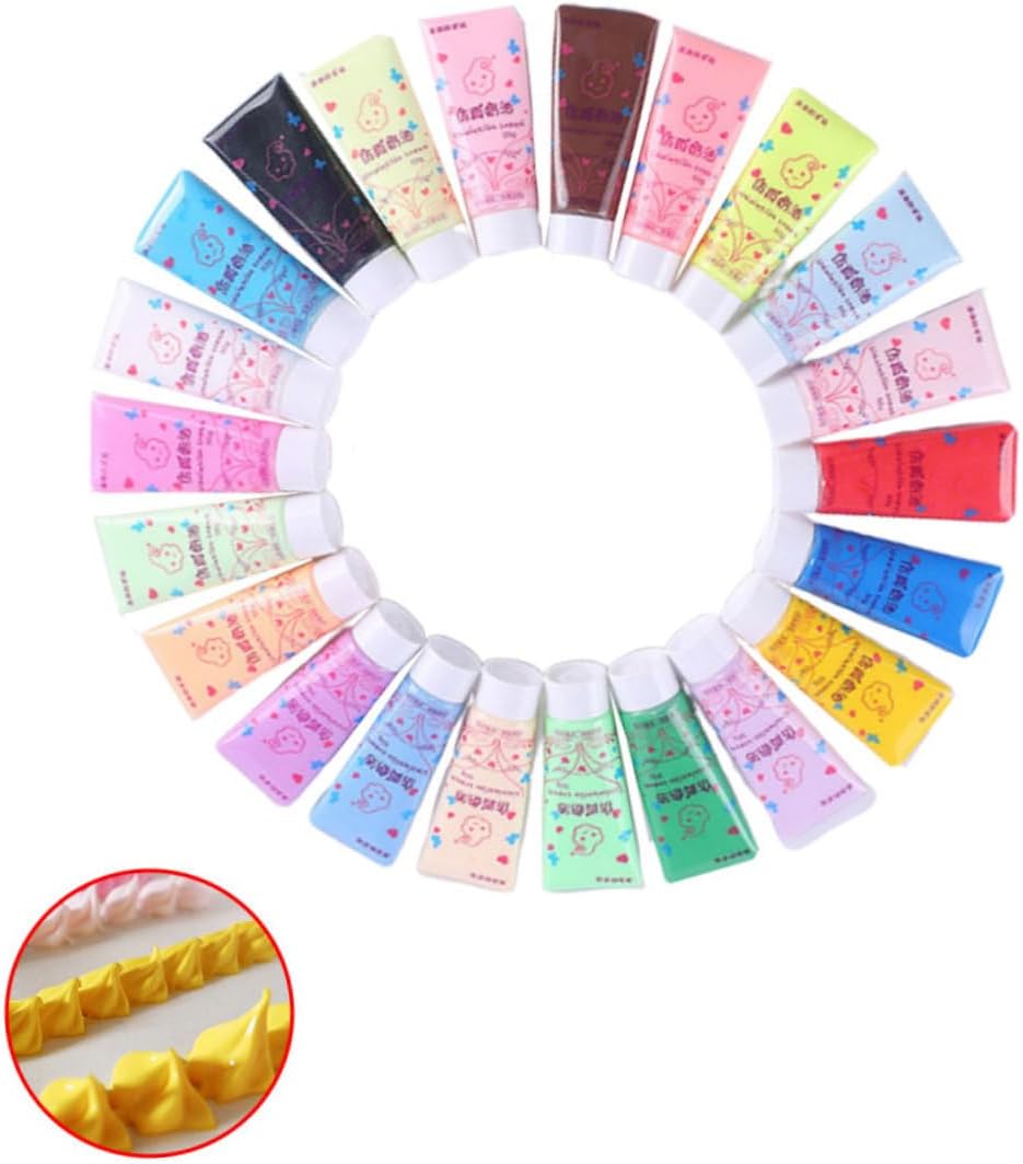 Veemoon 22 Pcs DIY Cream Glue for Phone Case Decorating Simulation Paste with Dual Nozzles Safe Material for Crafting Patterns and Embellishments Random Color