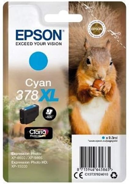 Epson Multipack 378XL Ecureuil, Cartouches d'encre d'origine XL Haute capacité, 6 couleurs: Noir, Cyan, Magenta, Jaune, Cyan clair, Magenta clair, XP-8500 XP-8505 XP-8600 XP-8605 XP-8606 XP-8700 - 4