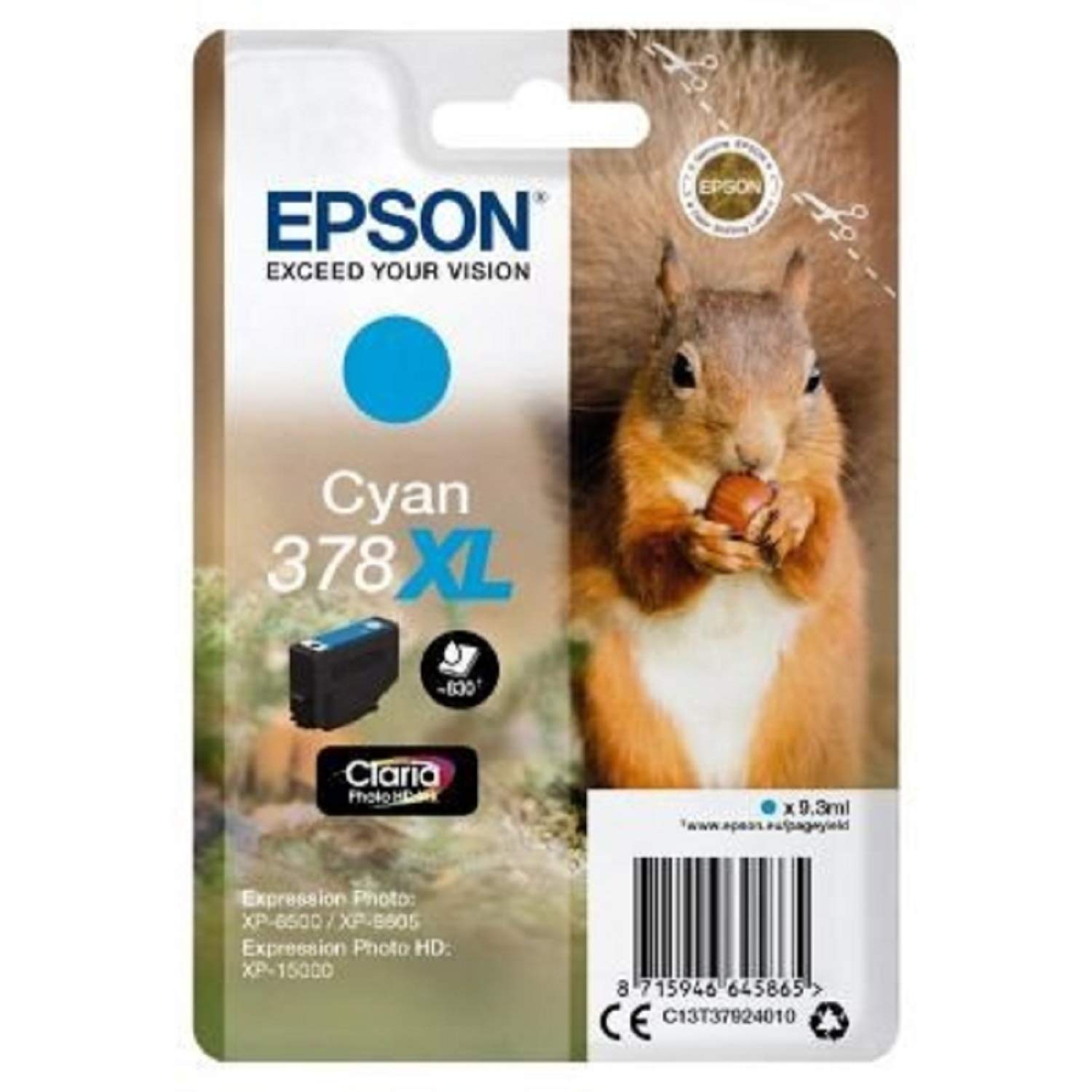 Epson 378XL Cyan Squirrel Genuine, Claria Photo HD Ink Cartridge