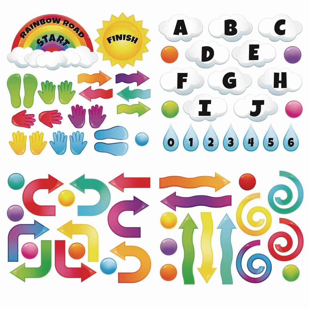 Really Good Stuff EZ Stick Sensory Path for Hallways – 159 Decals for Floors and Walls, Rainbow