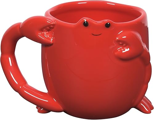 Enesco Our Name is Mud Smiling Crab - Taza de café esculpida, 9 onzas, color rojo