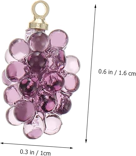 Miniatura 3 de COHEALI 6 piezas de cristal con colgante de uva hecho a mano, pulsera vintage de fruta de uva, dijes de frutas, collar de uva, colgante de resina