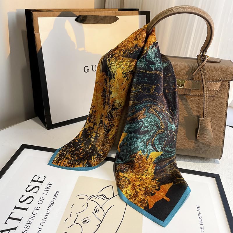 Mulberry Silk Scarfs Women Small Square Scarf 21" x 21" Breathable Lightweight Neckerchief Headscarf 022 - Image 7