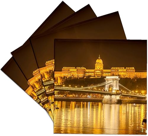 3dRose - Danita Delimont - Budapest - Castillo de Buda. Puente de las Cadenas. Río Danubio. Budapest. Hungría. - Posavasos (cst-249032-3)