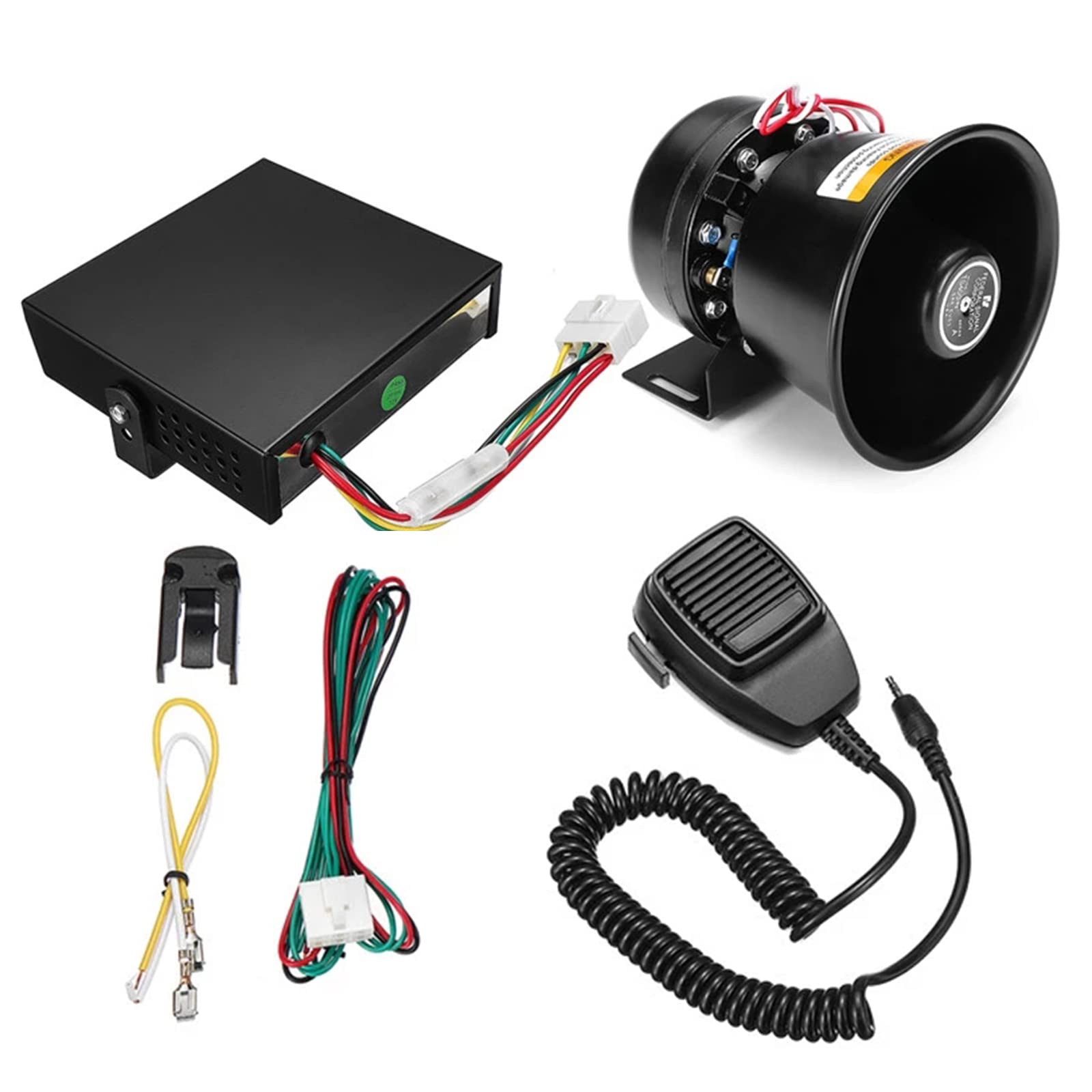 Boncen 12V 400W /24V 9 Sound Loud Car Emergency Warning Alarm Police Fire Siren Air Bugle Pa Speaker Siren Air Horn Megaphone Car Horn 150Db(Color:12v)