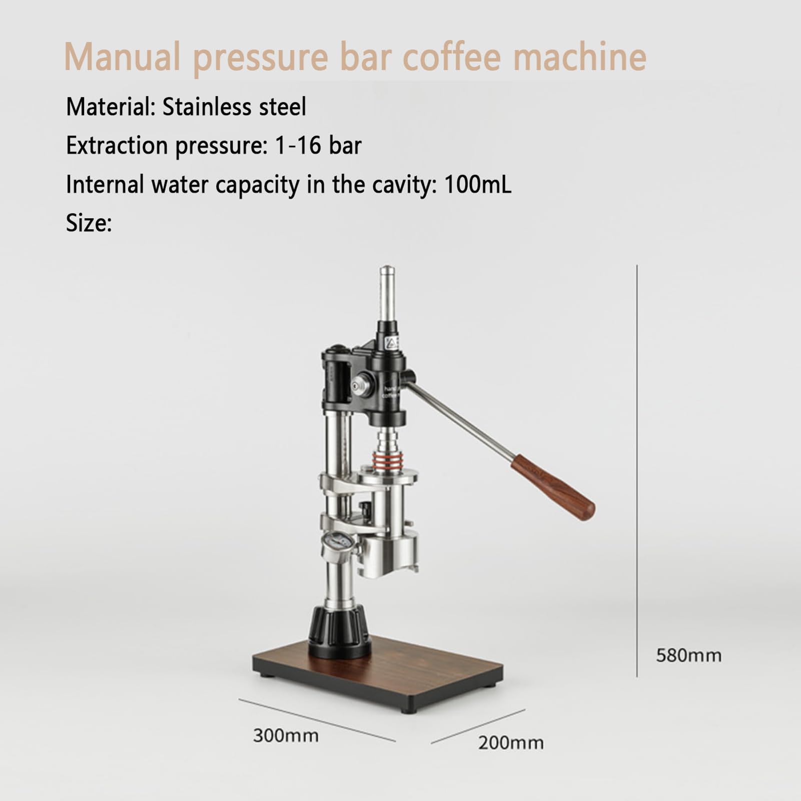 Macchina per caffè espresso portatile, macchina da caffè a leva manuale, pressione 1-16 bar, capacità 100 ml, facile da smontare e pulire, ideale per cappuccino, latte macchiato e latte macchiato