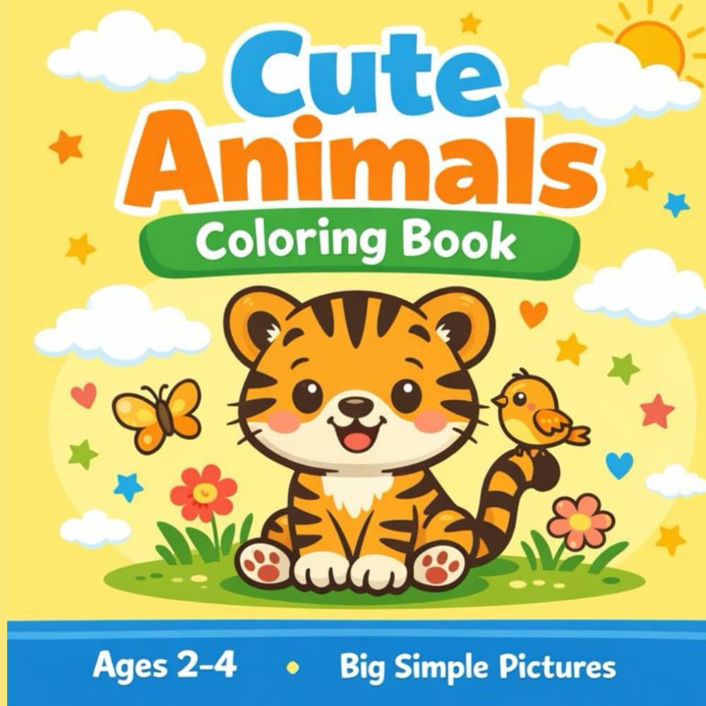 Cute Animals Coloring Book: Ages 2-4 / Big Simple Pictures