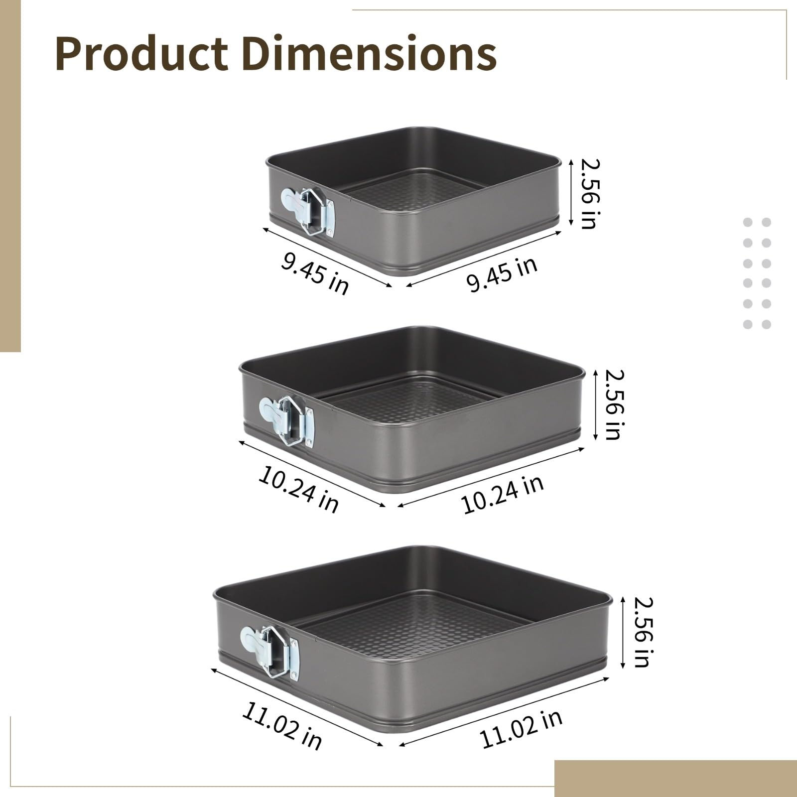 3-teiliges Springform-Set, 24/26/28 cm runde Kuchenformen mit abnehmbarem Boden, auslaufsicherer Stahl für Torten, Käsekuchen, Pizza