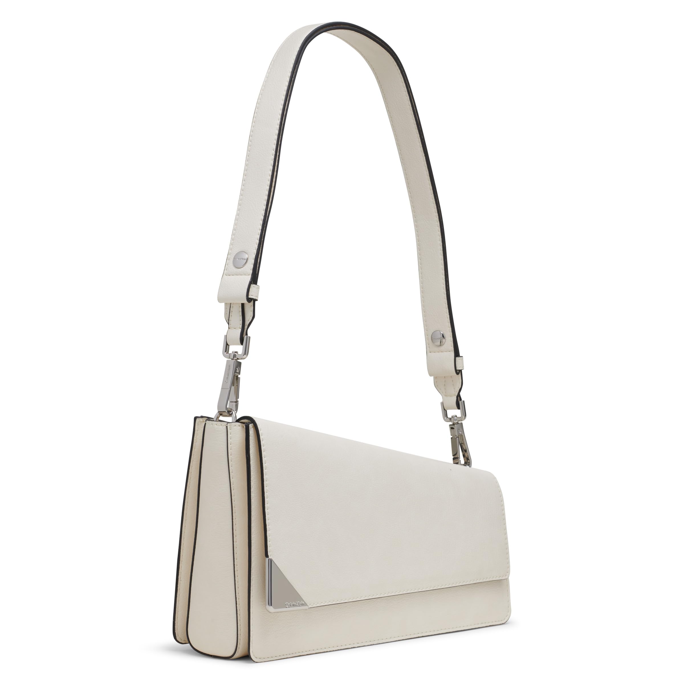 Calvin Klein Basalt Flap Demi Shoulder Bag, Cherub White, One Size