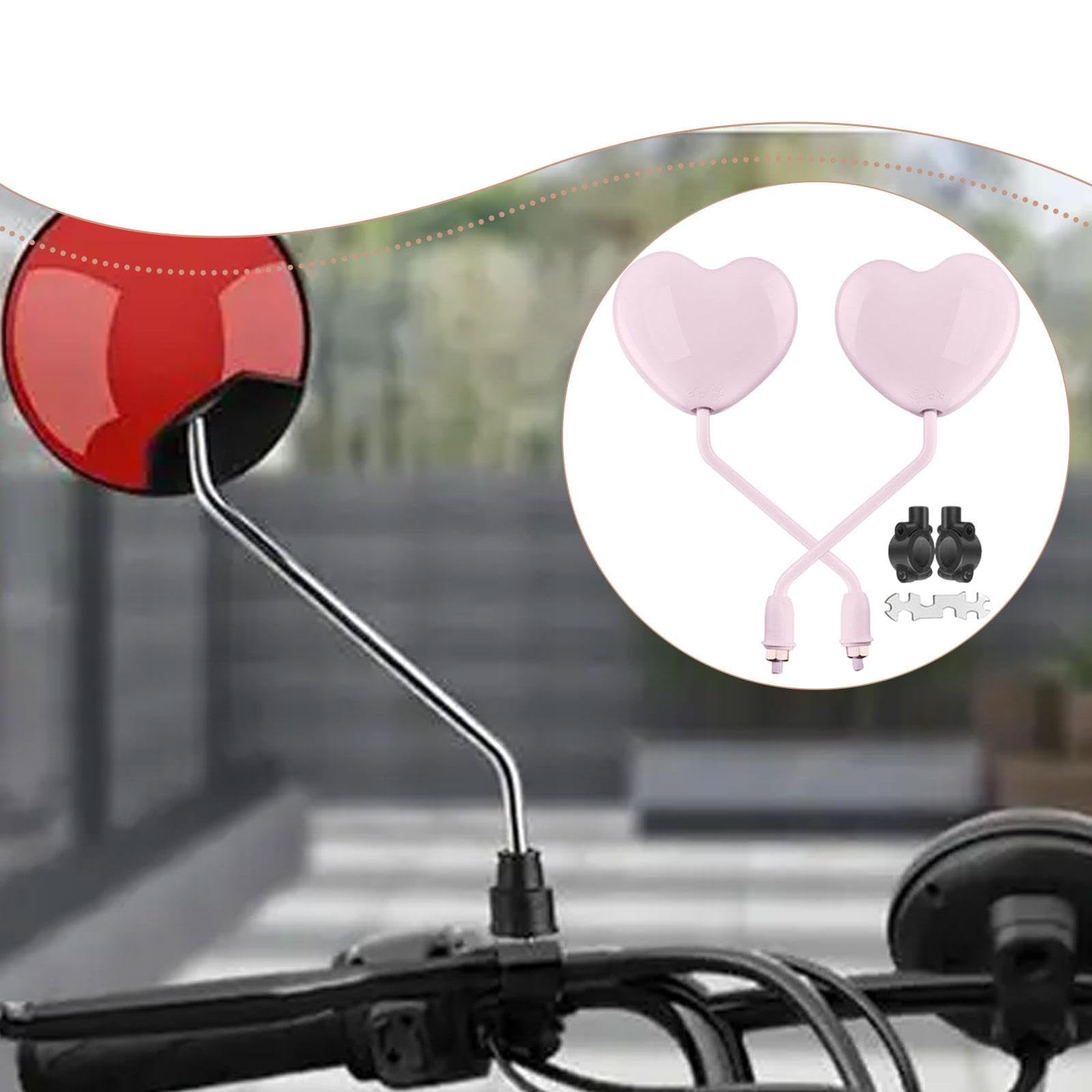 Coppia di Specchietti Retrovisori Universali per a Forma di Cuore Materiale Leggero Angoli Regolabili Adatti per Motocicli Biciclette, Rosa
