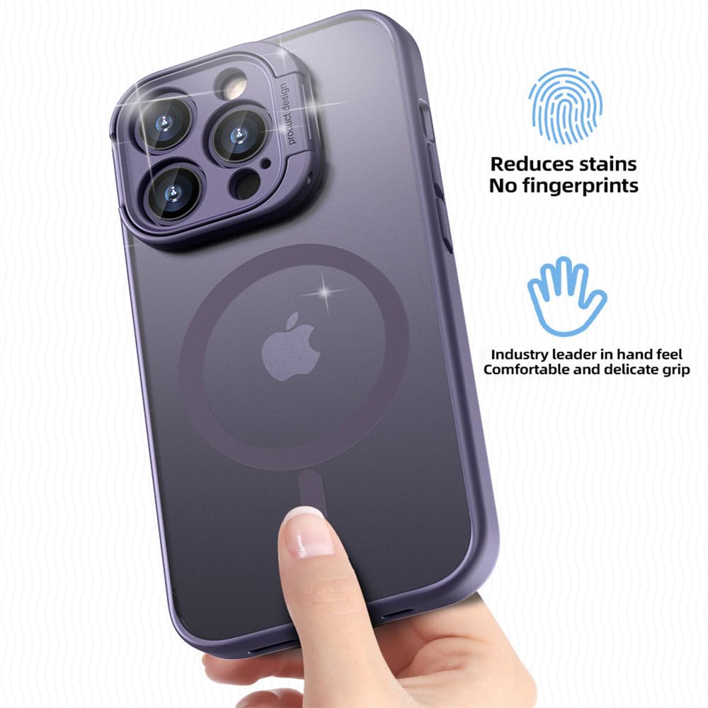 ★半透明マットマグネット レンズホルダー ワイヤレス充電携帯電話カバー パープル ☆半透明マットマグネット レンズホルダー ワイヤレス充電携帯電話