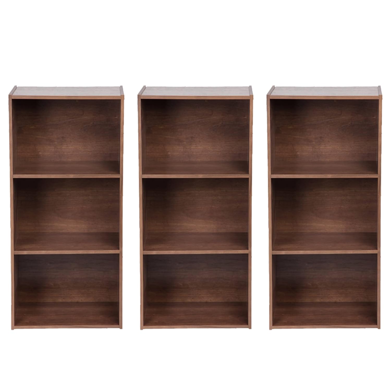 Kuber Industries Book Shelf|Wooden 4 Shelves Engineered Bookshelf|Storage Cabinet for Kitchen,Wall Shelf,Décor Shelf,30"X30",(Brown) (Pack of 3)