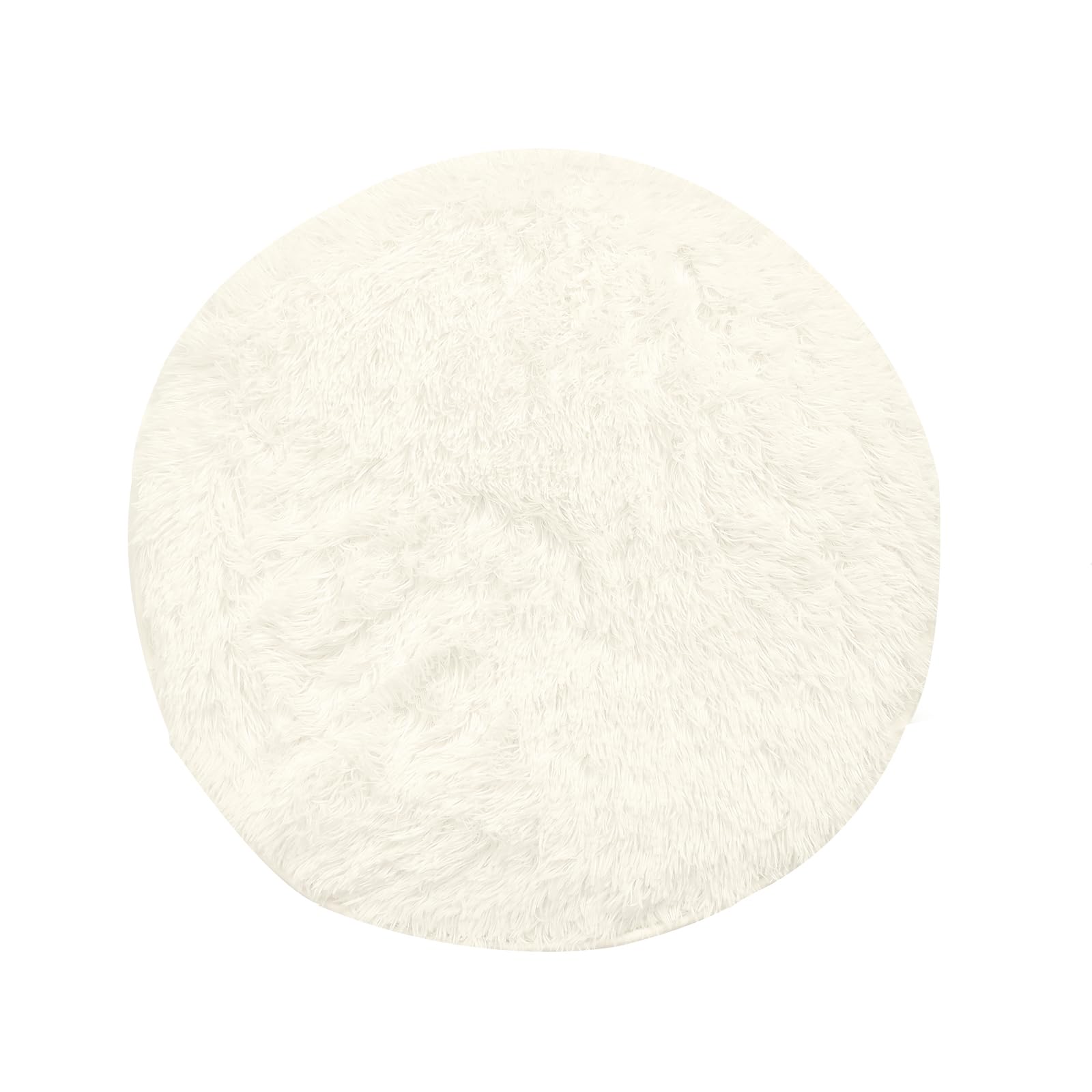 DALINA Textil Alfombra Decorativa de Pelo Largo Extra Suave -Alfombra Antideslizante para Salón Dormitorio Circular (Crudo, Diámetro 120CM)