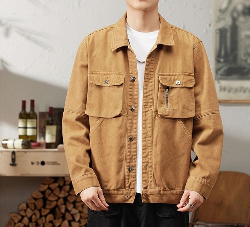 Men Oversized Vintage Denim Jackets Spring and Fall(Gold,XXXXX-Large)4