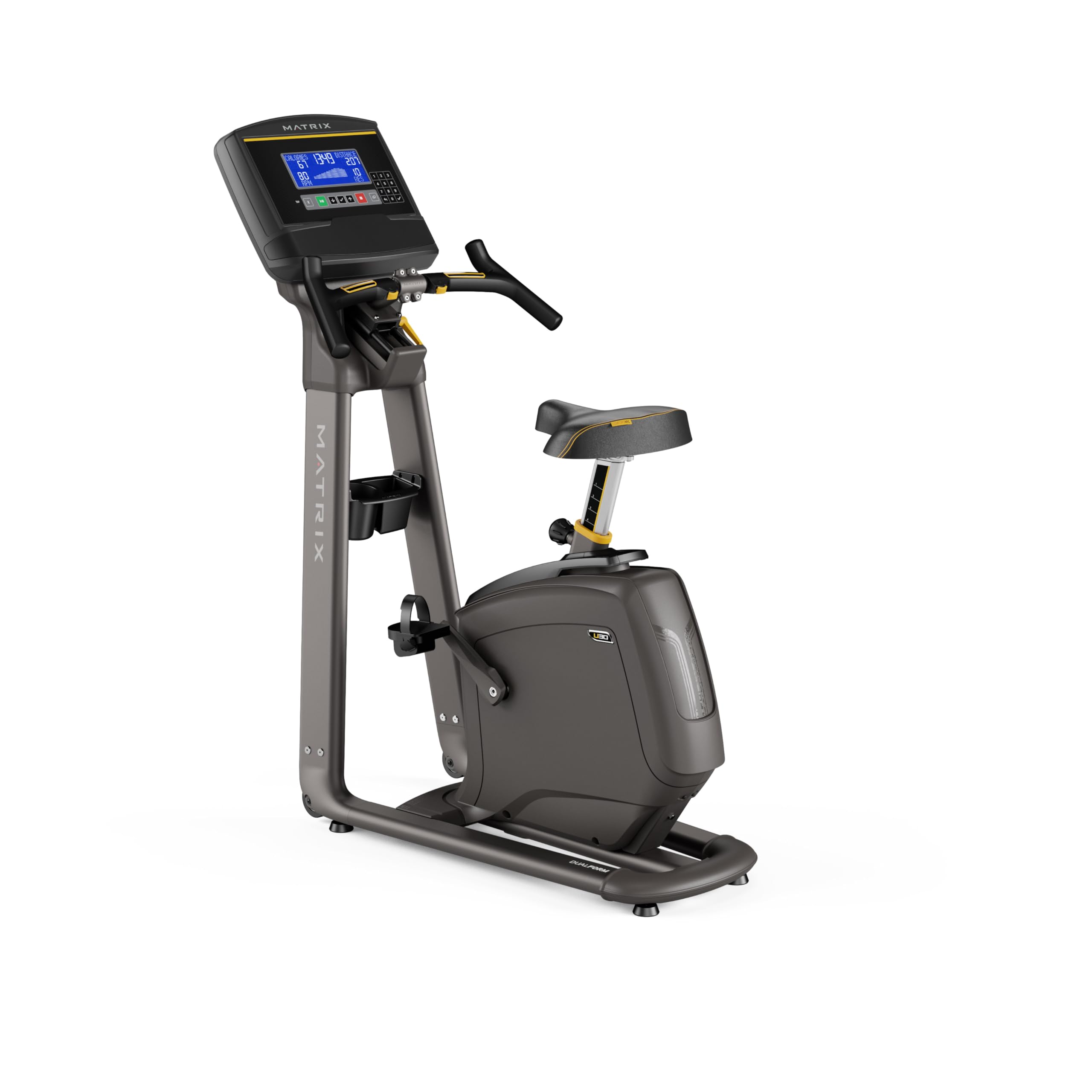 Matrix Fitness U30 Upright Bike with XR | 8.5" LCD | Club-Quality, Stable Dual Form Frame, Comfort Arc Seat | Ideal for Long Rides and High Calorie