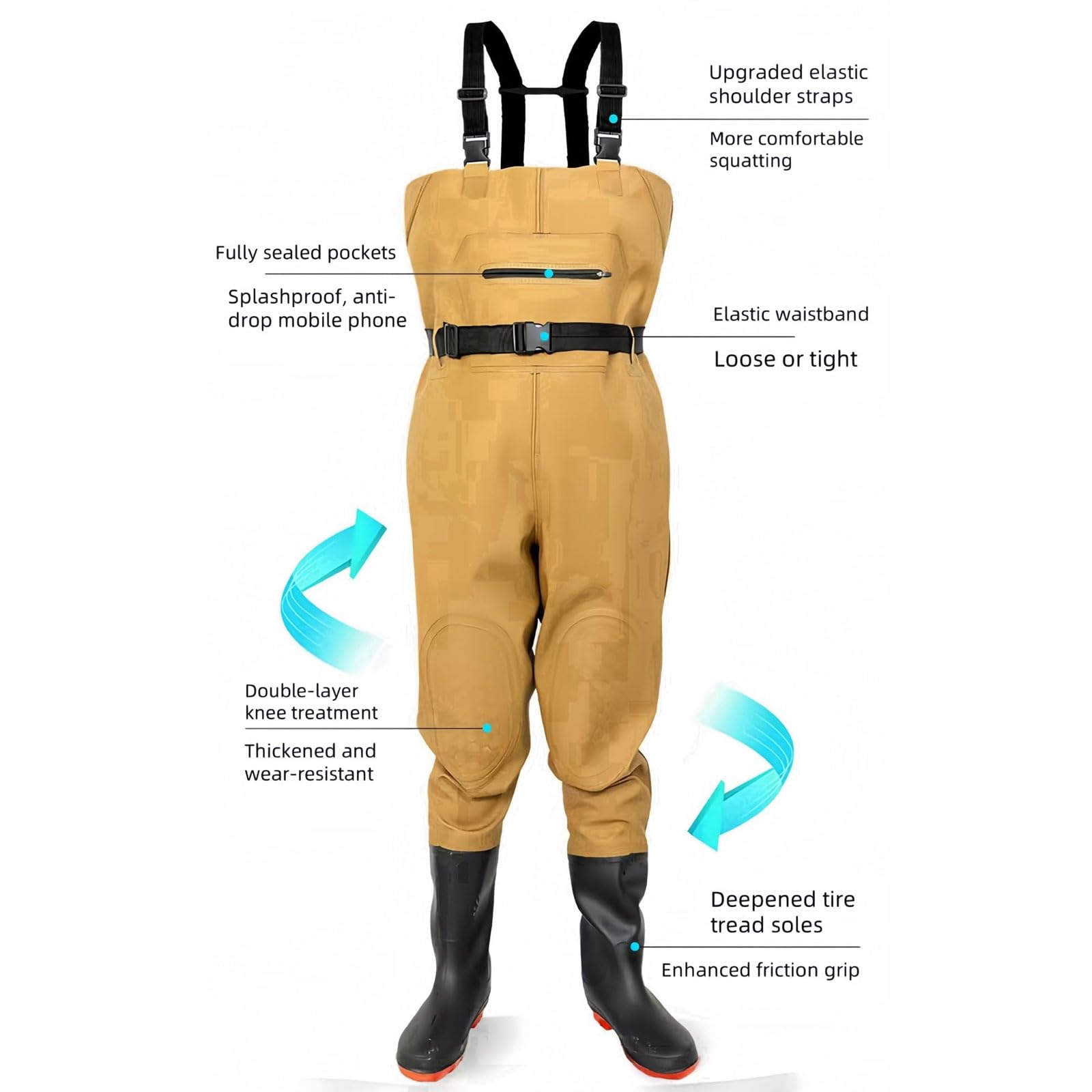 Waders Pesca per Uomini e Donne,Traspirante Chest Wader con Stivali da Pesca36-47,Waders Trampolieri da Pesca,Pantaloni Impermeabili Antiscivolo Regalo per Amanti Pesca Sportiva