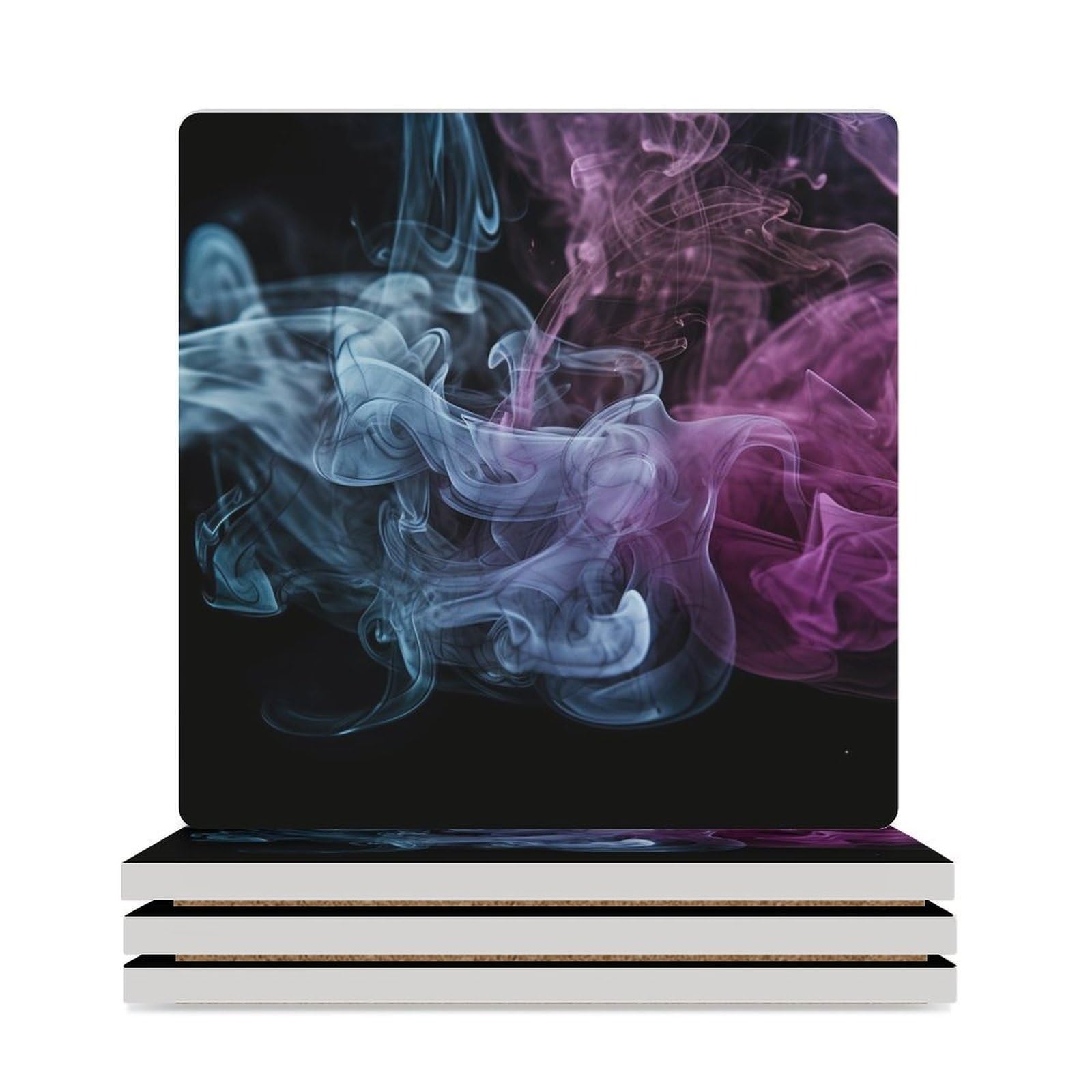 Dessous de verre absorbants en céramique lot de 4 carrés bleus et violets