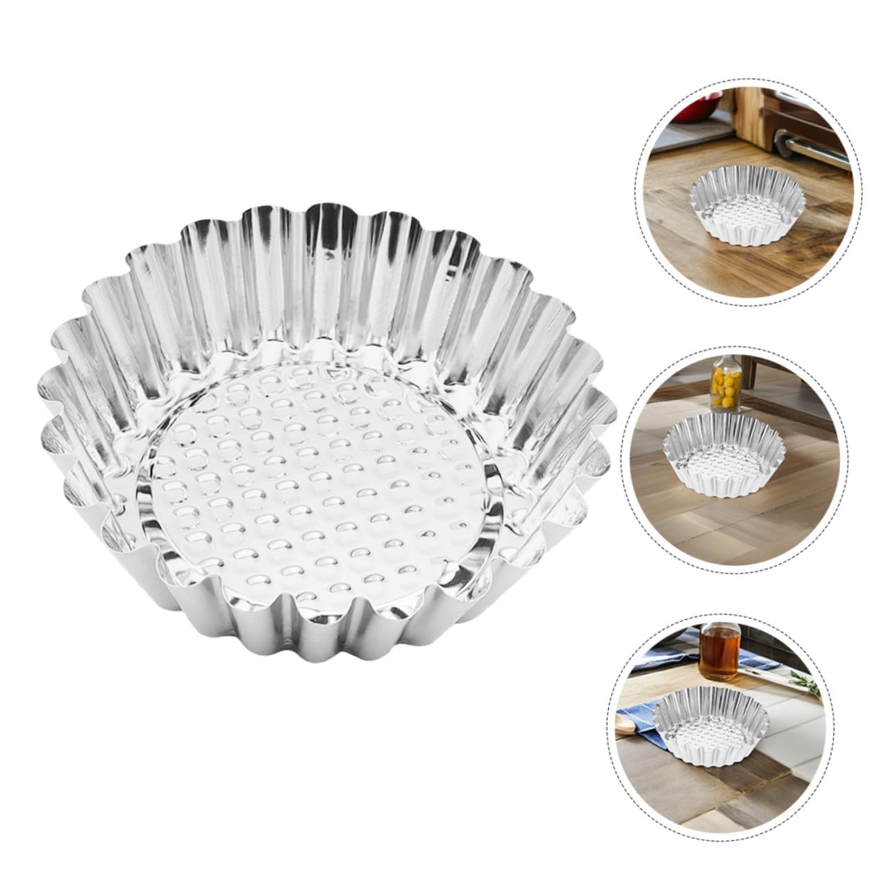 Hemobllo Molde para Tarta de Huevo 30 Piezas de Acero Inoxidable Plata | Borde Redondo y Forma de Flor, Antiadherente, Limpieza Sencilla, para Hornear en Reuniones Familiares