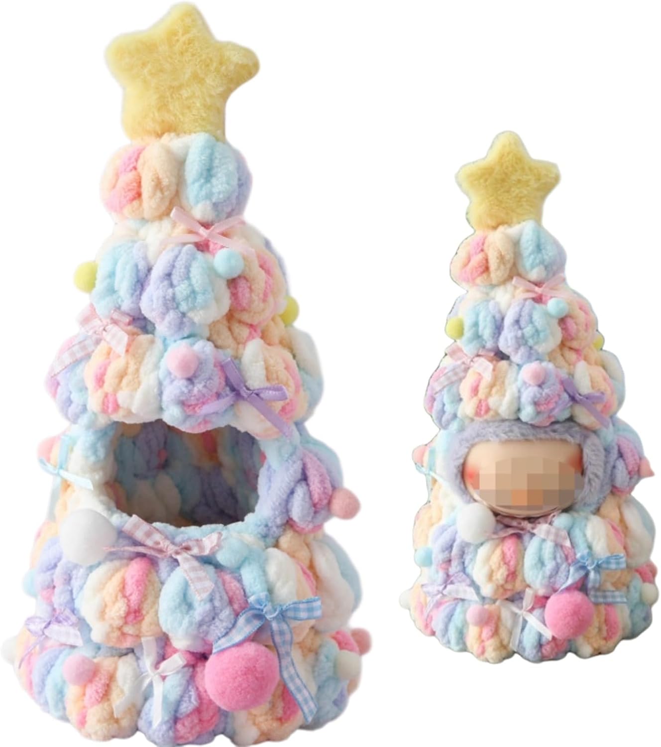for Labubu Christmas Tree Knit Costume (Frosted Rainbow)