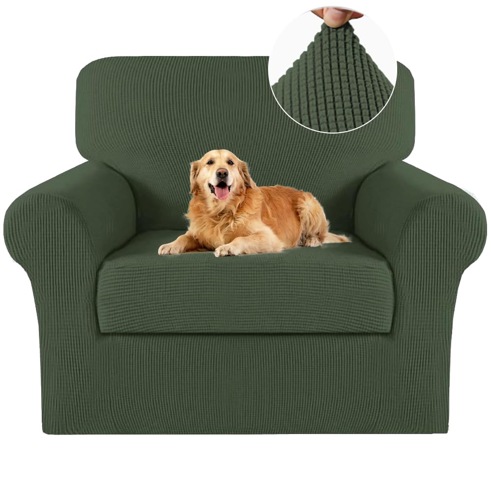 Turquoize 2 Piece Chair Covers Chair Slipcovers for Living Room Armchair Sofa Covers Chair Couch Cover with Arms Washable Furniture Protector for
