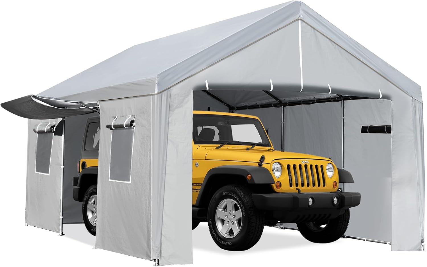 Carport 10x20 FT, Carport Canopy Heavy Duty Car Port with Ventilated Windows, Removable Sidewalls Zipper Doors, Portable Garage Shelter, Waterproof All-Season Tarp, Reinforced Base Carport 10x20 FT, Carport Canopy Heavy Duty Car Port with Ventilated Windows, Removable Sidewalls Zipper Doors, Portable Garage Shelter, Waterproof All-Season Tarp, Reinforced Base