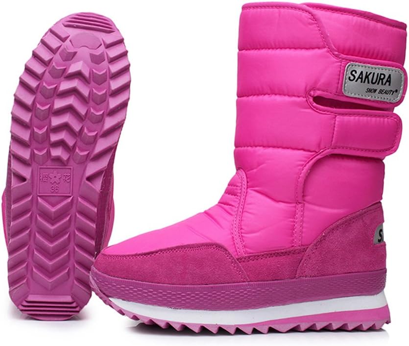 Piggy2gether Women Pink Waterproof Snow Boots Warm Shoes Winter Boots, 5-10