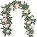 2pcs Elegant 13ft Artificial Eucalyptus & Rose Wreaths - Lush Greenery with White Roses, Perfect for Wedding Table Backdrops, Party & Home Decor - Versatile for All Seasons (White)