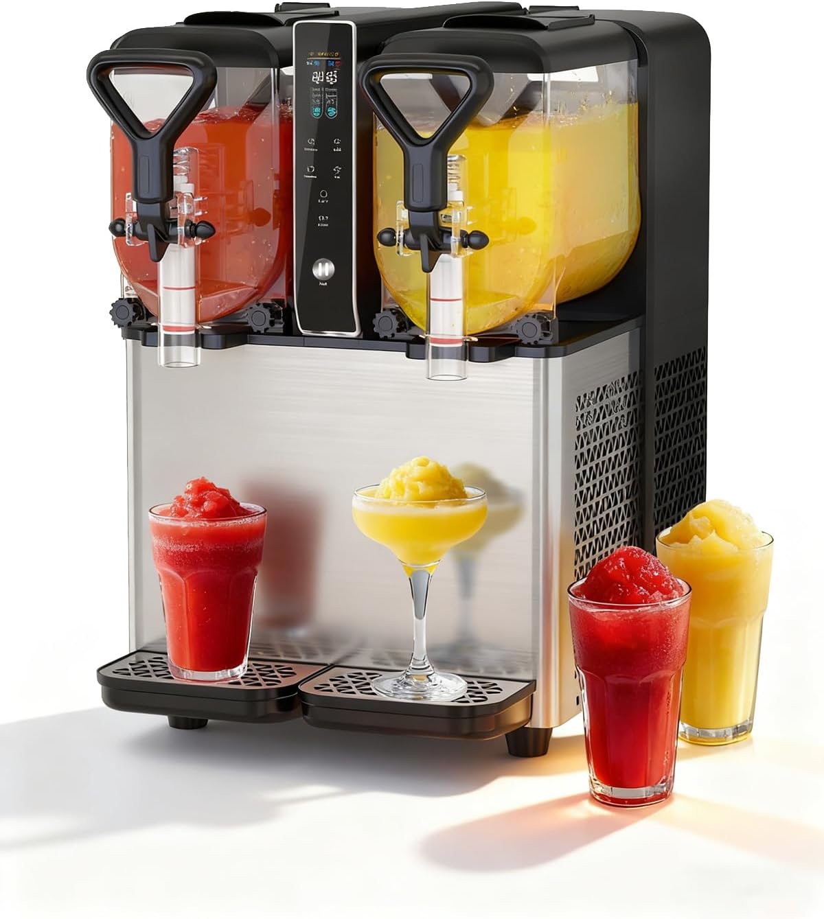 Slushie Machine, No Ice Needed, 1.05 Gallons x 2 Tank Slushy Machine with Food-Grade PC Tank for Home Party Bars, 400W Margarita Machine with Auto Clean for Slush, Juice