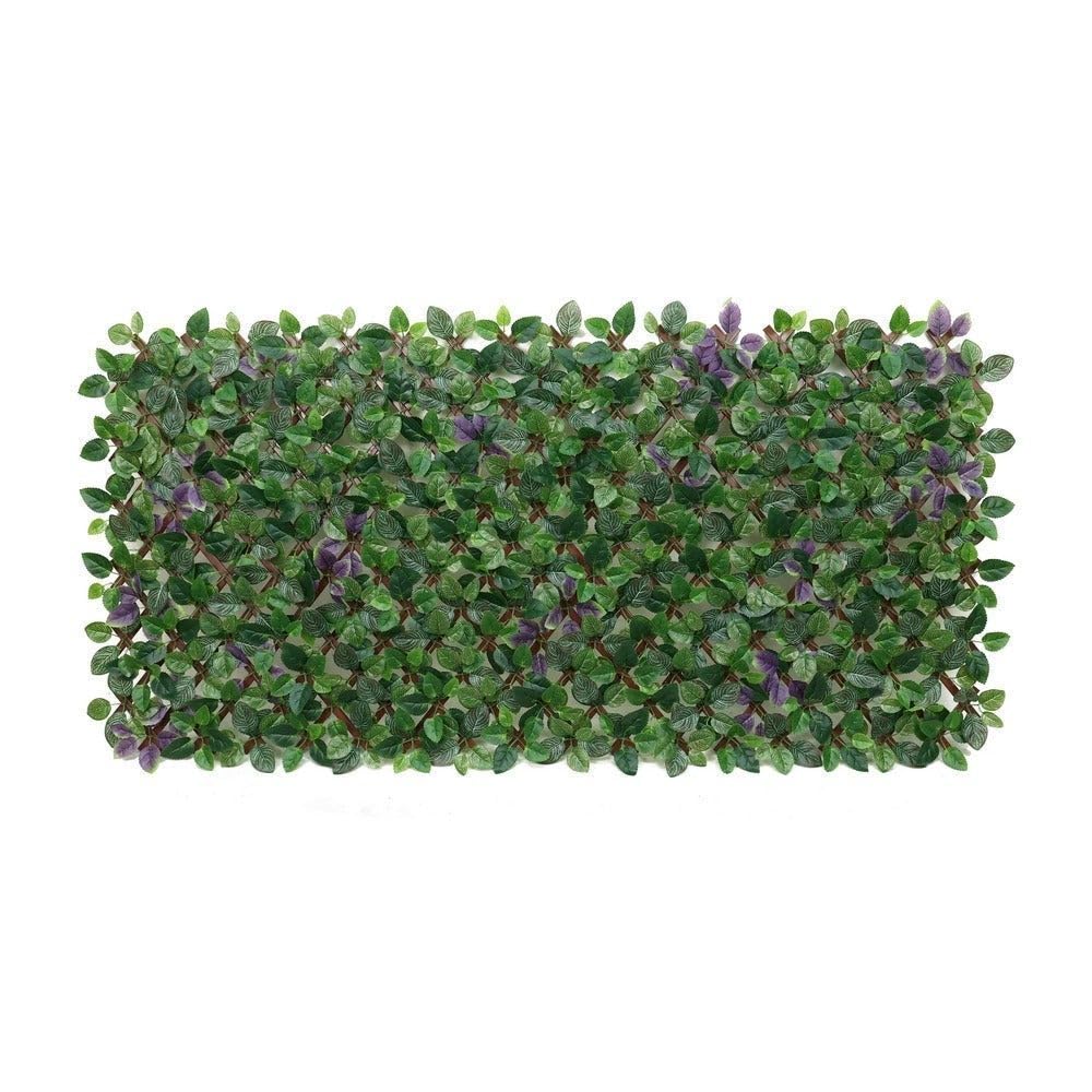 LOLAhome Celosía Extensible con seto Artificial Premium Hojas Moradas de 1,8x0,9 m | Realista y Natural, Alta Ocultación, Tratamiento UV, No inflamable, Transpirable | para Jardín, Balcón, Terraza