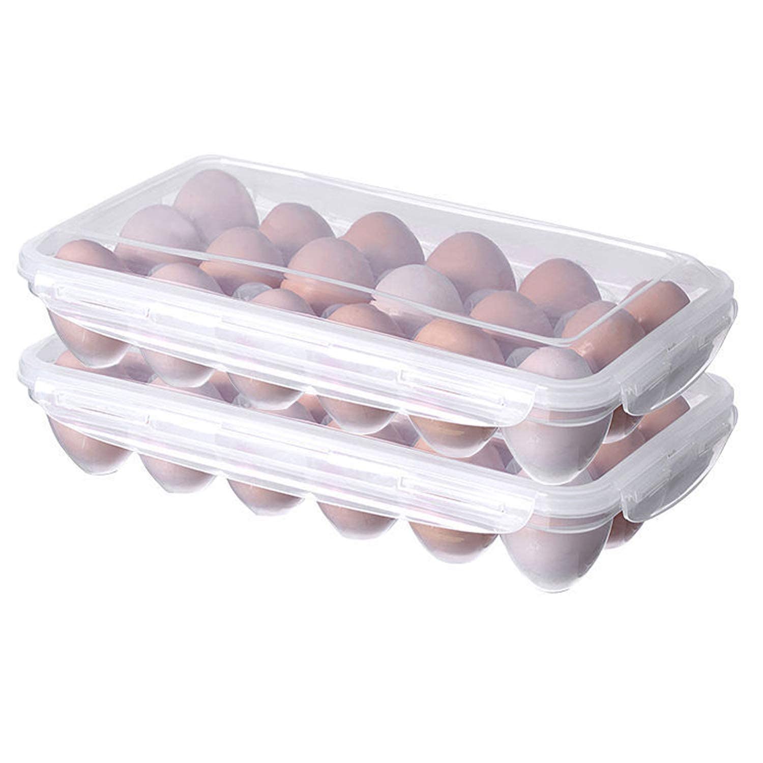 Syosi 2 Pack Covered Egg Holders, Holder For Refrigerator, Storage Container, Plastic Refrigerator Trays, Deviled Tray Carrier With Lid Fits 18X2 Eggs (36 Eggs)