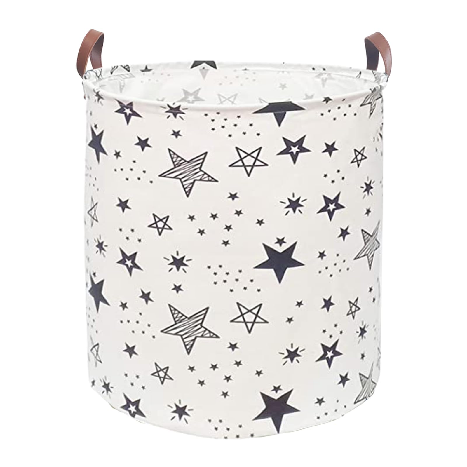 Waterproof Laundry Hamper Collapsible Laundry Basket Leather Handle Laundry Bag Large Clothes Storage Toy Organization for Bathroom Bedroom Laundryroom College Dorms (Caisanjiao-001)