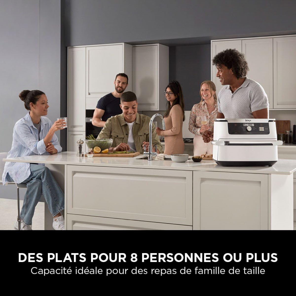 Ninja Foodi FlexDrawer Air Fryer, Dual Zone Avec Séparateur Amovible, Grand Tiroir de 10.4 L, 7-en-1, Double Zone, Sans Huile, Pièces Antiadhésives Compatibles Au Lave-Vaisselle, Blanc AF500EUWH