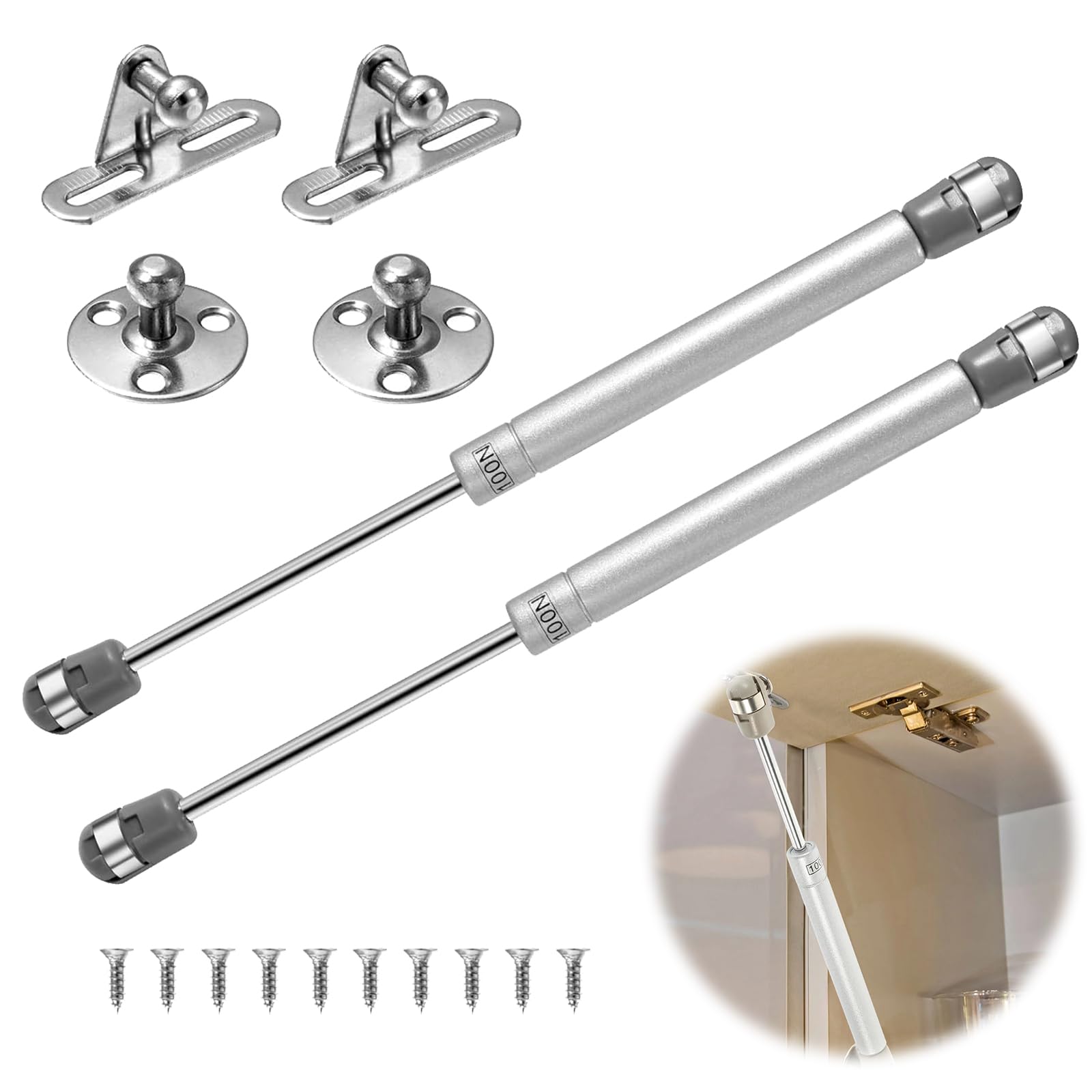 4 Pezzi Molla A Gas Per Mobili - Pistone Idraulico 100N Per Ante E Coperchi, Facile Da Installare - Foto 6