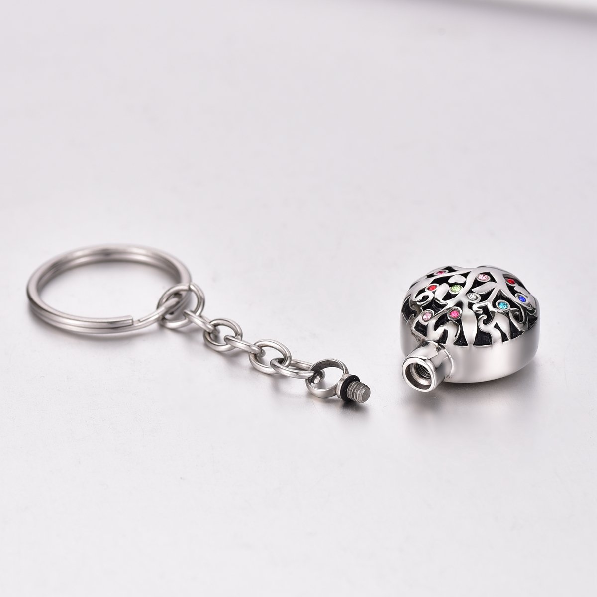 COCO Park Tree of Life Multicolored Crystal Urn Pendant Keychain Ashes Holder Memorial Keepsake Cremation Jewelry