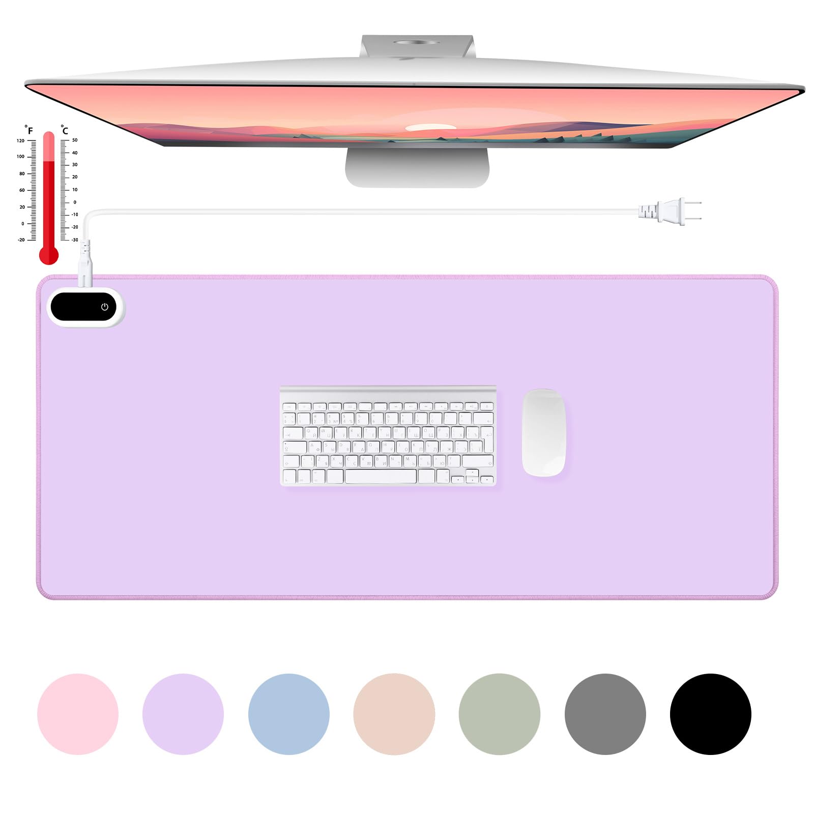 Konohan Heated Desk Pad Warm Mouse Pad, 5 Heating Level & 4 Hour Auto Shut-Off, PU Leather Warm Mouse Mat Heating Keyboard Gaming Mice Warmer Mat Only