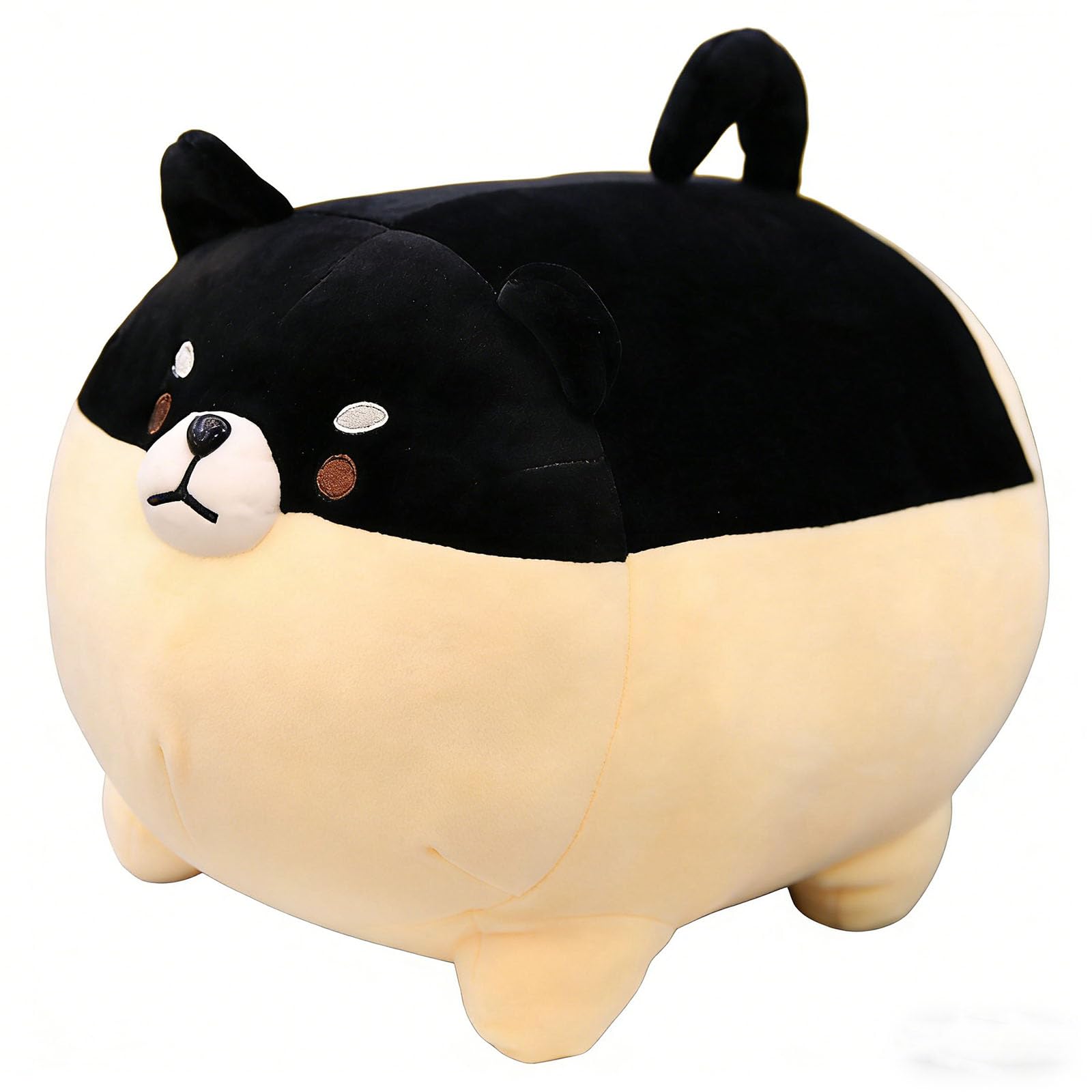 Plüschtiere, Shiba Inu Kissen Plüsch, Plüschkissen, molliges Tierspielzeug, süßes bequemes Puppenkissen, Hundekörperkissen(Black,40CM)