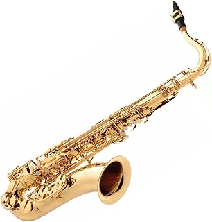 Saxophone B Flat Tenor Saxophone Yellow Brass Gold Lacquer Sax Wind Instrument With Leather Case