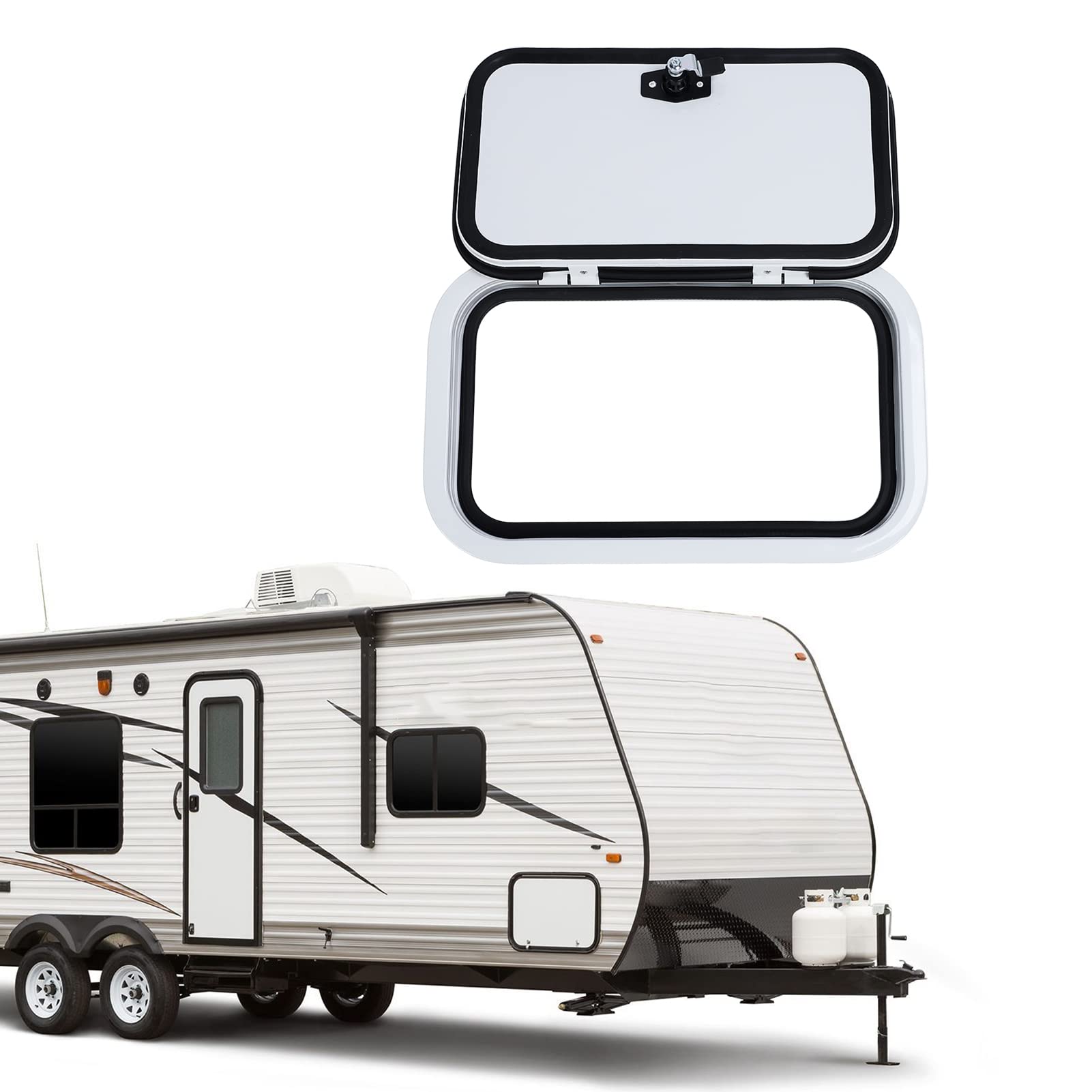 Trappe Câble électrique Pour Camping-car - Porte D'accès Avec Serrure Et 2 Clés - ABS Blanc 220x210 Mm