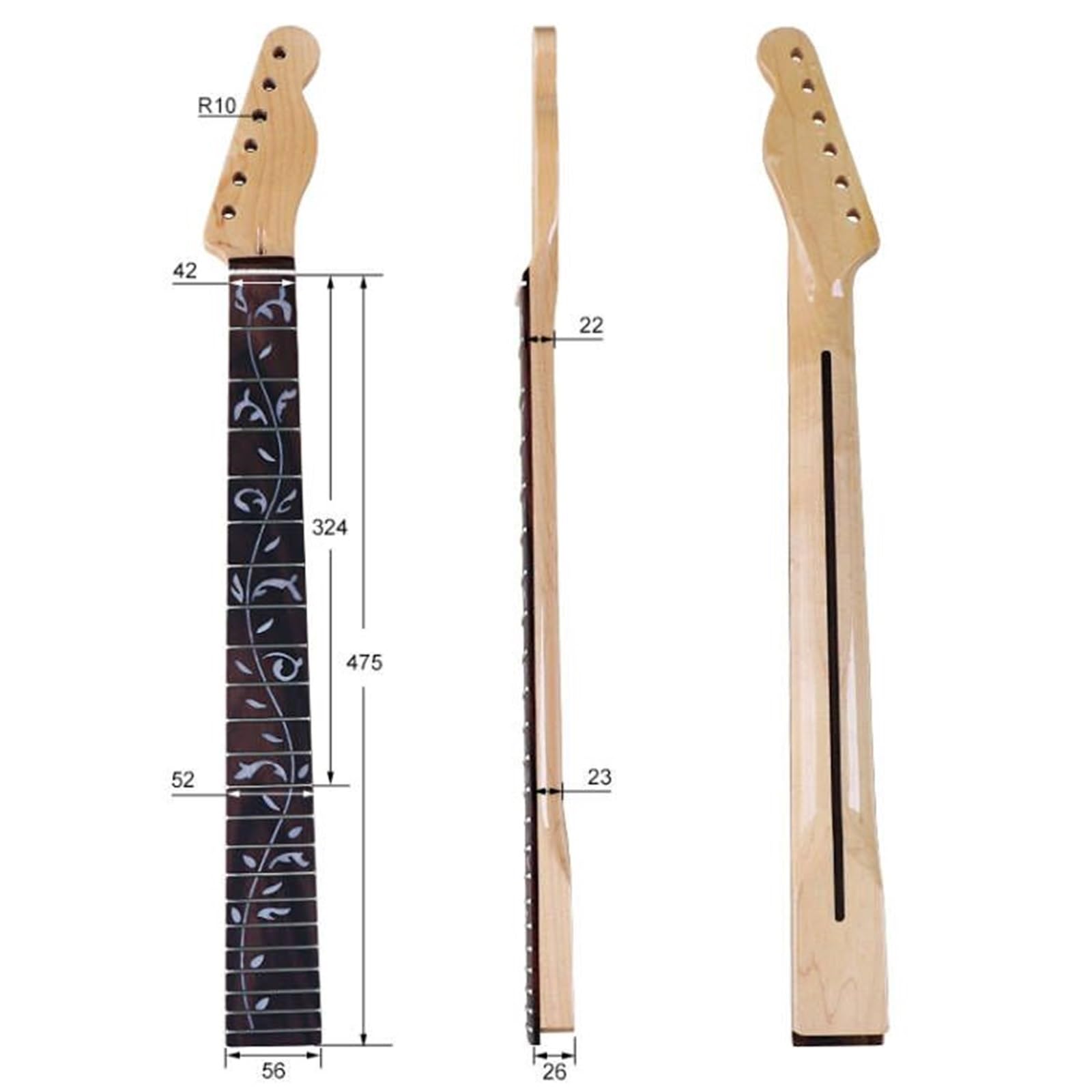 Gryf gitary DIY Gitara Elektryczna 6 Strunowa Z 22 Progami I Podstrunnicą Z Palisandru Rzeźbiona Modyfikowana Szyjka DIY