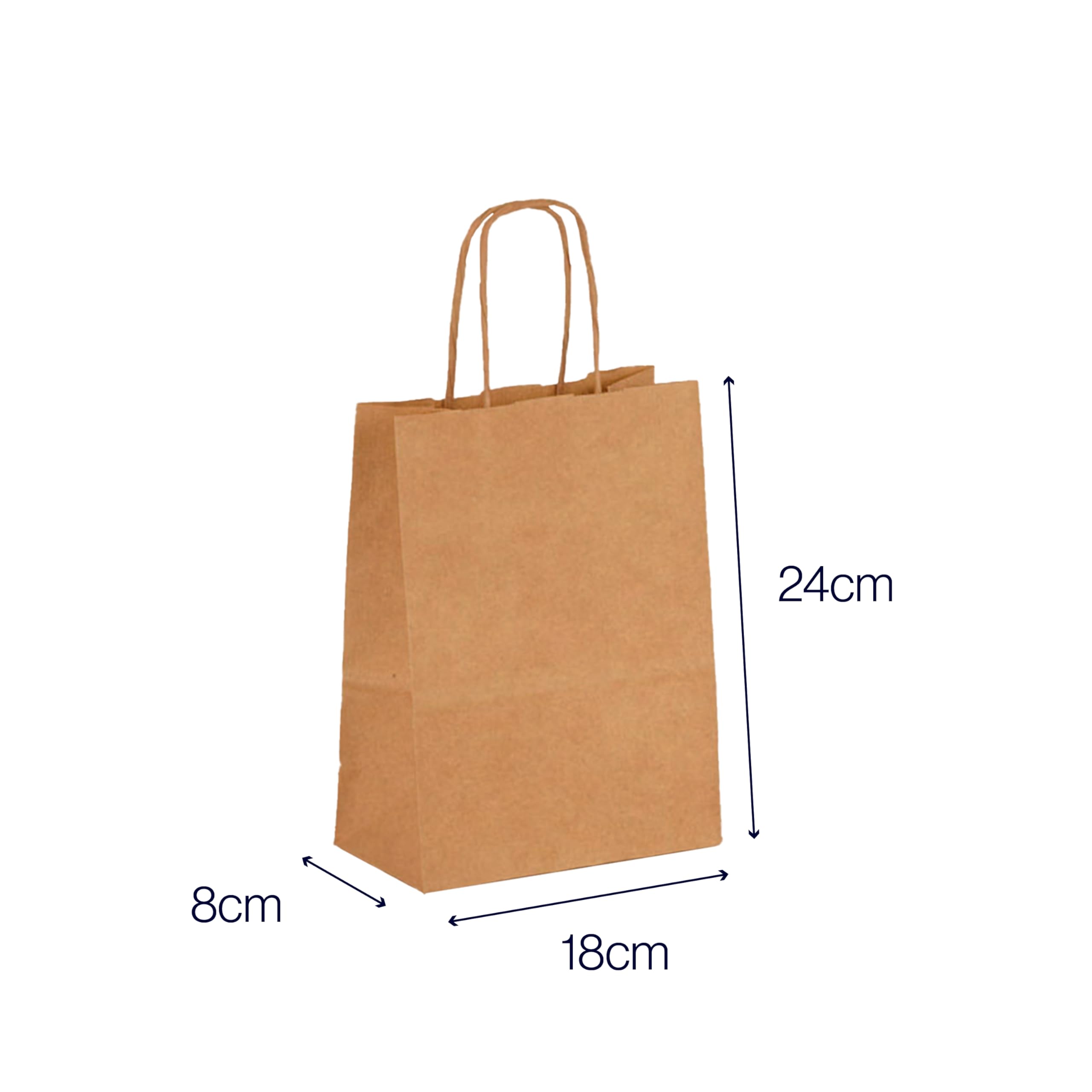 Hostelpak | Bolsa papel asa rizada 18x8x24 Blanca, embalaje resistente para comercios, presentación profesional de productos, solución de embalaje sostenible (Blanco)