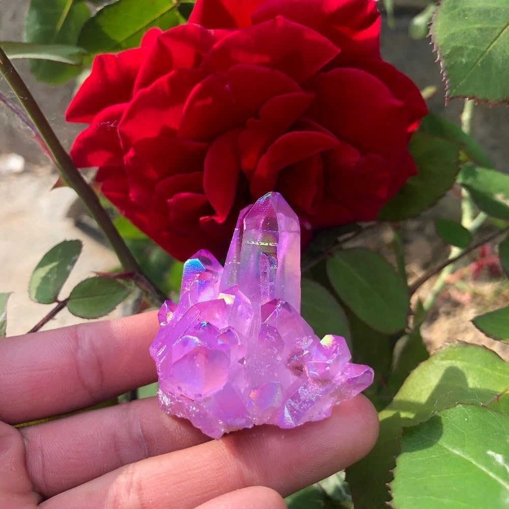 Purple Flame Halo Quartz Crystal Cluster (Size : 5pcs)