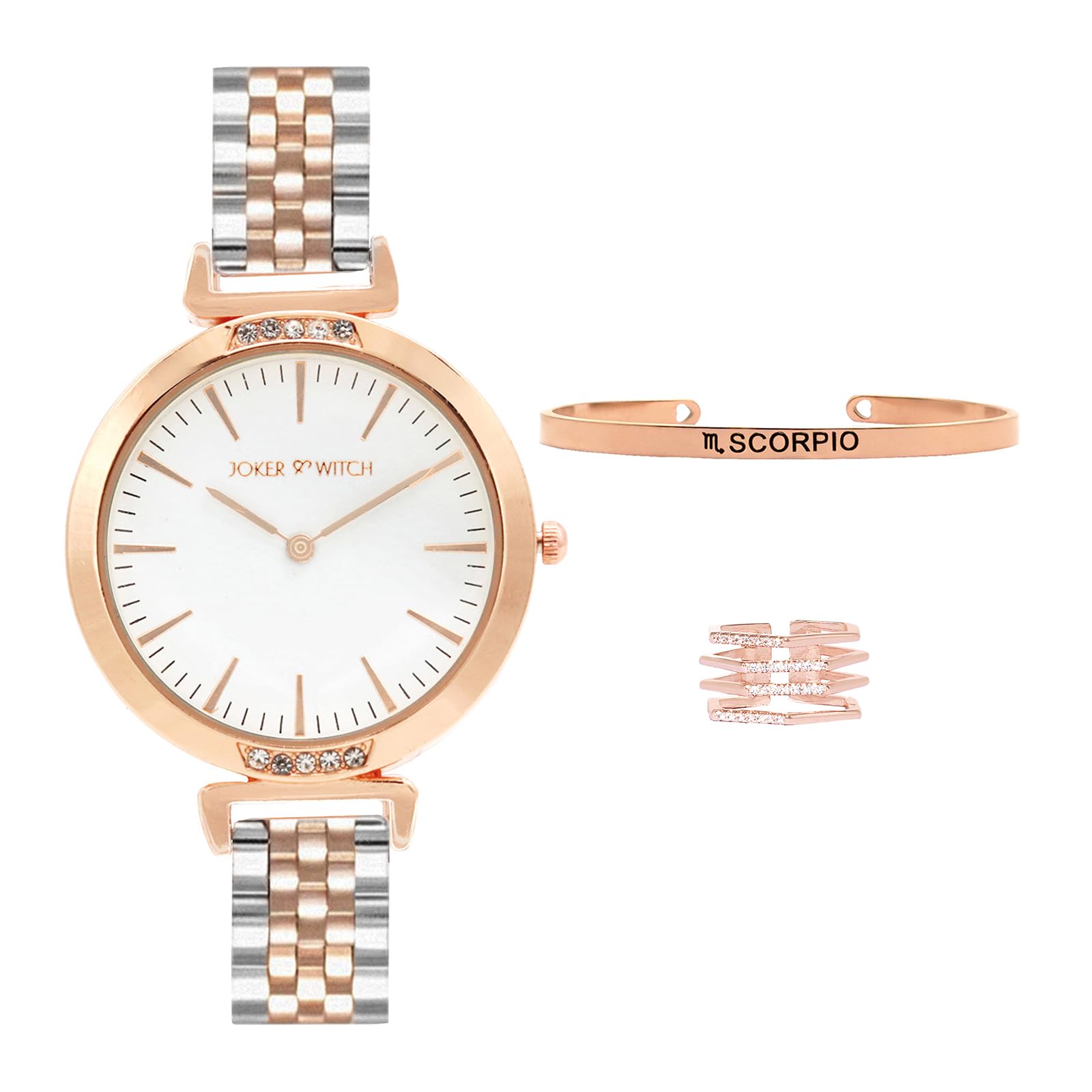 Joker & Witch Stainless Steel Women Crazy About You Scorpio Love Triangle Analogue Watch, White Dial, Multi-Color Band (B0C8642M3M) Amazon Price History, Amazon Price Tracker