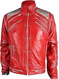MJ Beat it Jacket Michael Red Faux Leather Jacket (US, Alpha, Medium, Regular, Regular, Faux Leather)