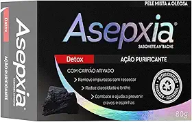 Asepxia Sabonete Detox 80g — Limpeza Profunda com Carvão Ativado | Remove Cravos, Controla a Oleosidade e Purifica a Pele | Para Peles Mistas e Oleosas