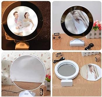 Amazon.com: VEELU Espejo de maquillaje con luces, espejo mágico personalizado con marco de fotos LED, regalo creativo para su novia, Navidad, Año Nuevo, cumpleaños, día de San Valentín : Belleza y Cuidado
