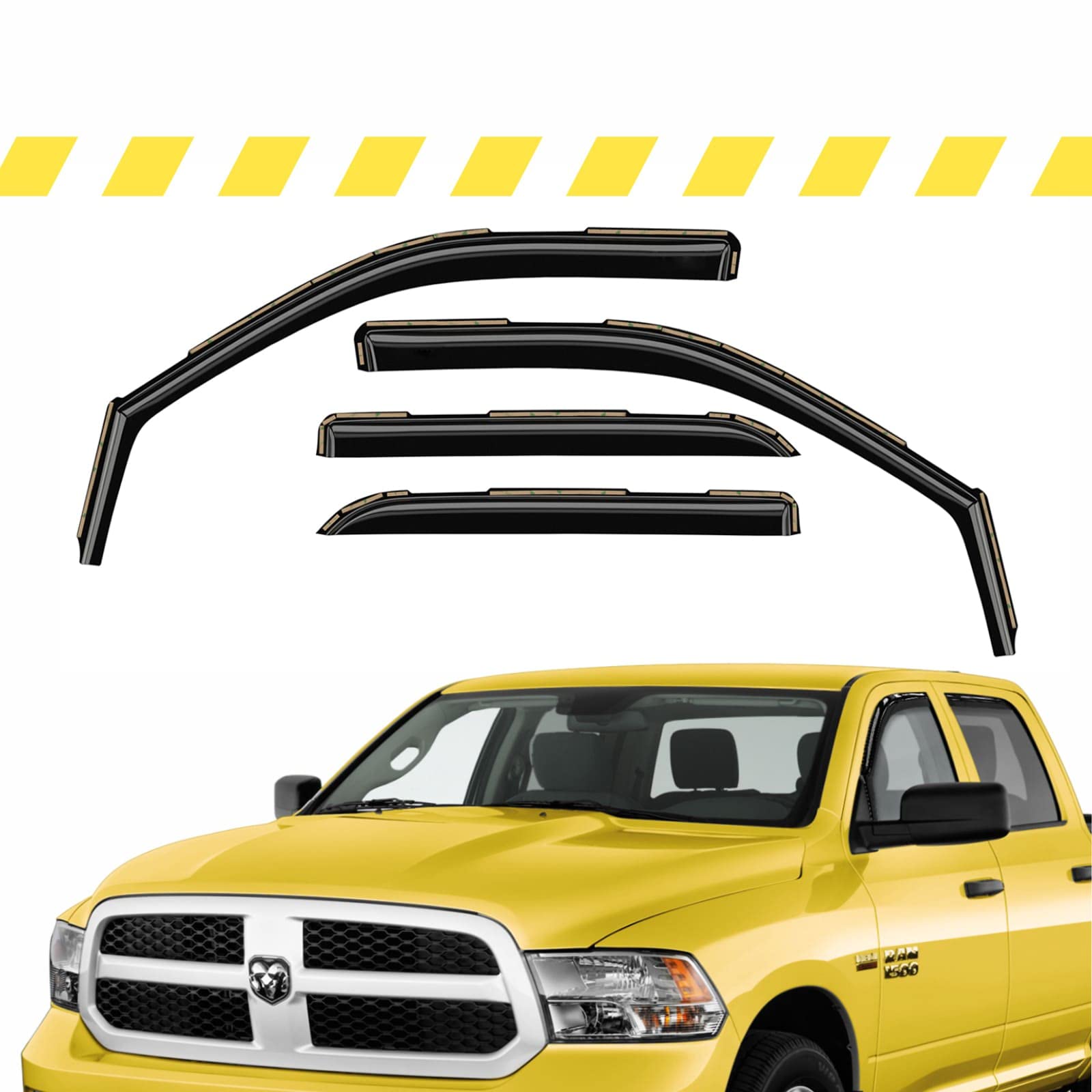 Extra Durable Window Deflectors in-Channel Window Visors Rain Guards Fit for Dodge Ram 1500 2009-2018 Crew Cab, Sun Visors, Wind Vent for Shades, Exterior Car Accessories - 4pcs. AG0029