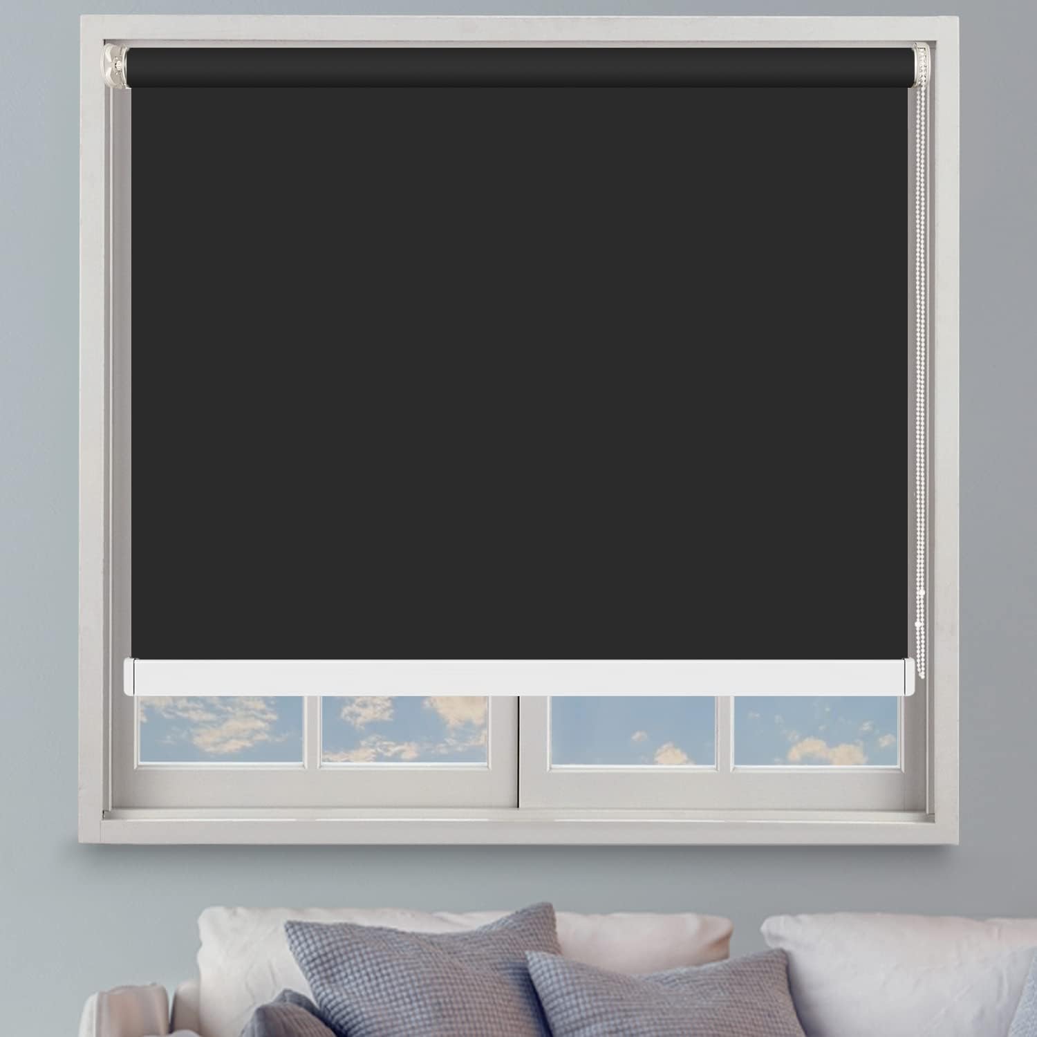 Deconovo プルコード式 ロールスクリーン 幅160丈135cm ブラック Deconovo プルコード式 ロールスクリーン 幅160丈135cm ブラック